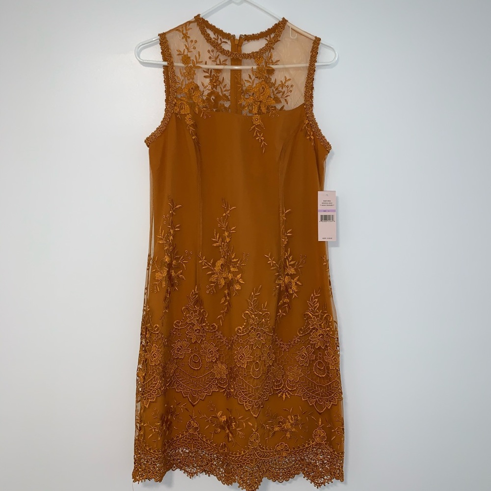 Nanette Lepore Moody Treasures Gold Lace Dress
